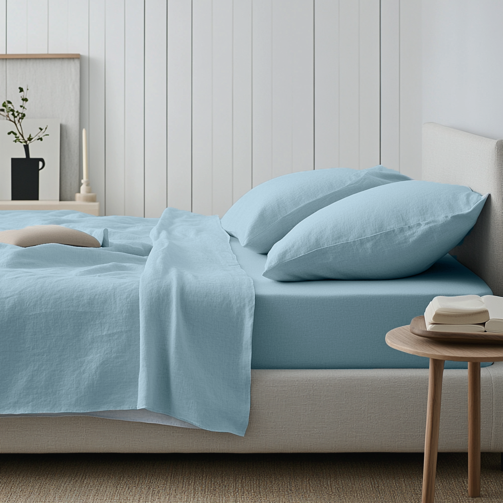 Sky Blue Linen Extra & Ultra Deep Fitted Sheet