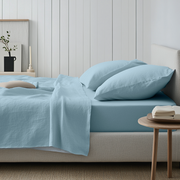 Sky Blue Linen Extra & Ultra Deep Fitted Sheet