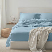 Sky Blue Linen Extra & Ultra Deep Fitted Sheet