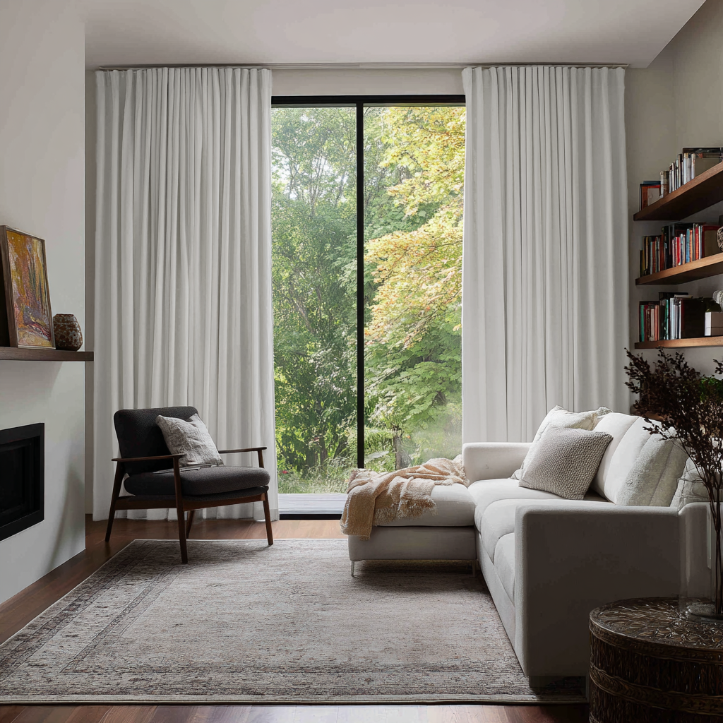 Off-White Heavy Weight Linen Soundproof Curtains with Multitape