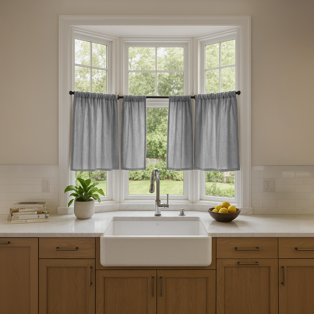 Stone Grey Kitchen Bay Linen Cafe Curtains