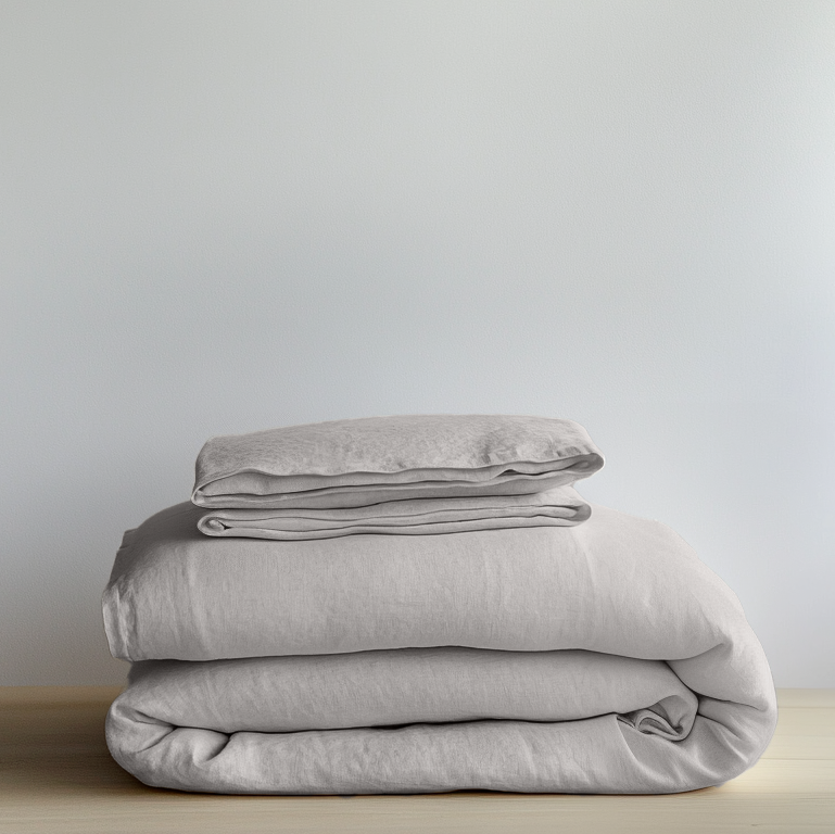 Stone Grey Washed Linen Duvet Cover Set