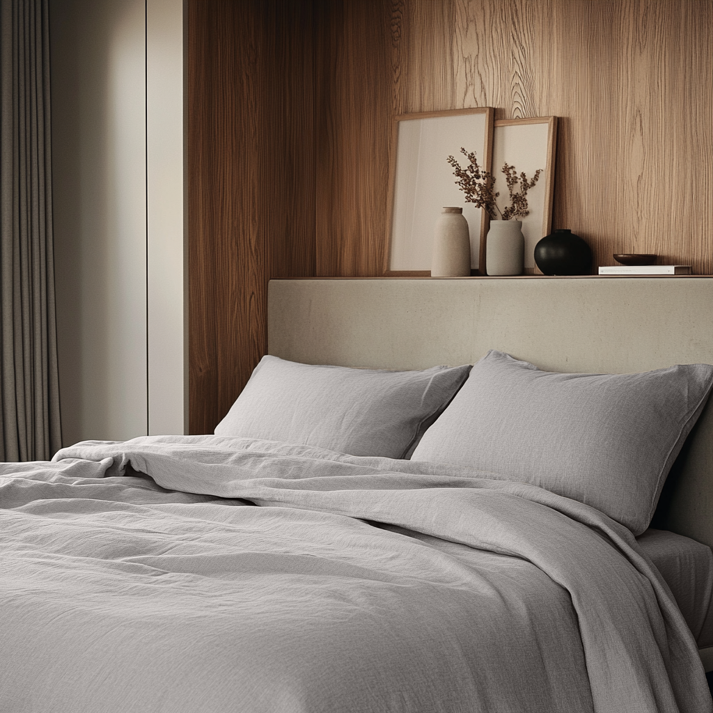 Stone Grey Washed Linen Duvet Cover Set