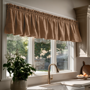 Tawny Brown Linen Kitchen Valance - Blackout Lining