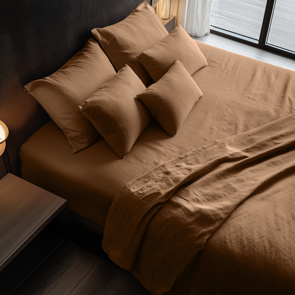 Tawny Warm Brown Linen Extra & Ultra Deep Fitted Sheet