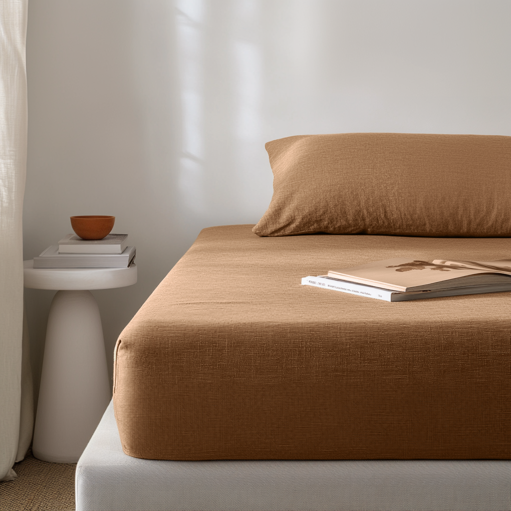 Tawny Warm Brown Linen Extra & Ultra Deep Fitted Sheet