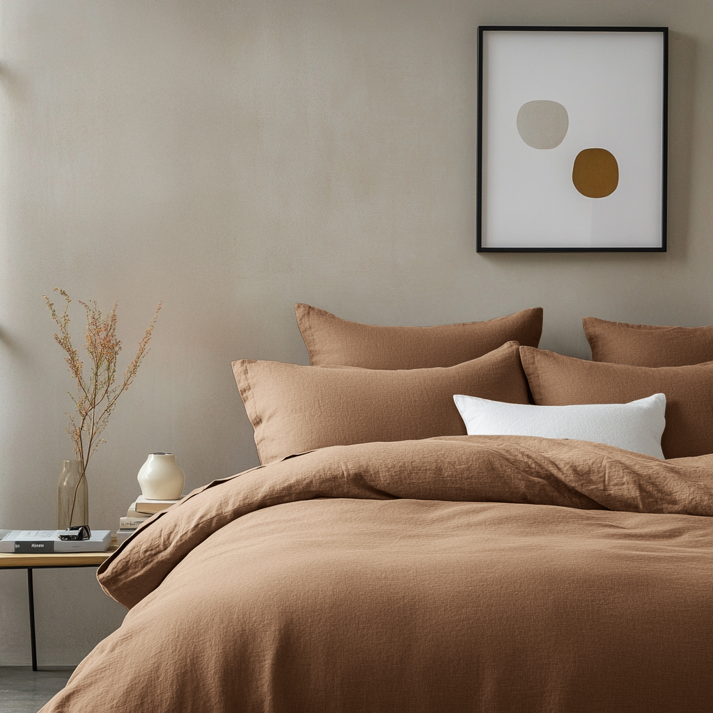 Tawny Brown Linen Duvet Cover