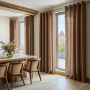 Tawny Brown Linen Eyelet Curtains