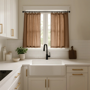 Tawny Brown Linen Cafe Curtains
