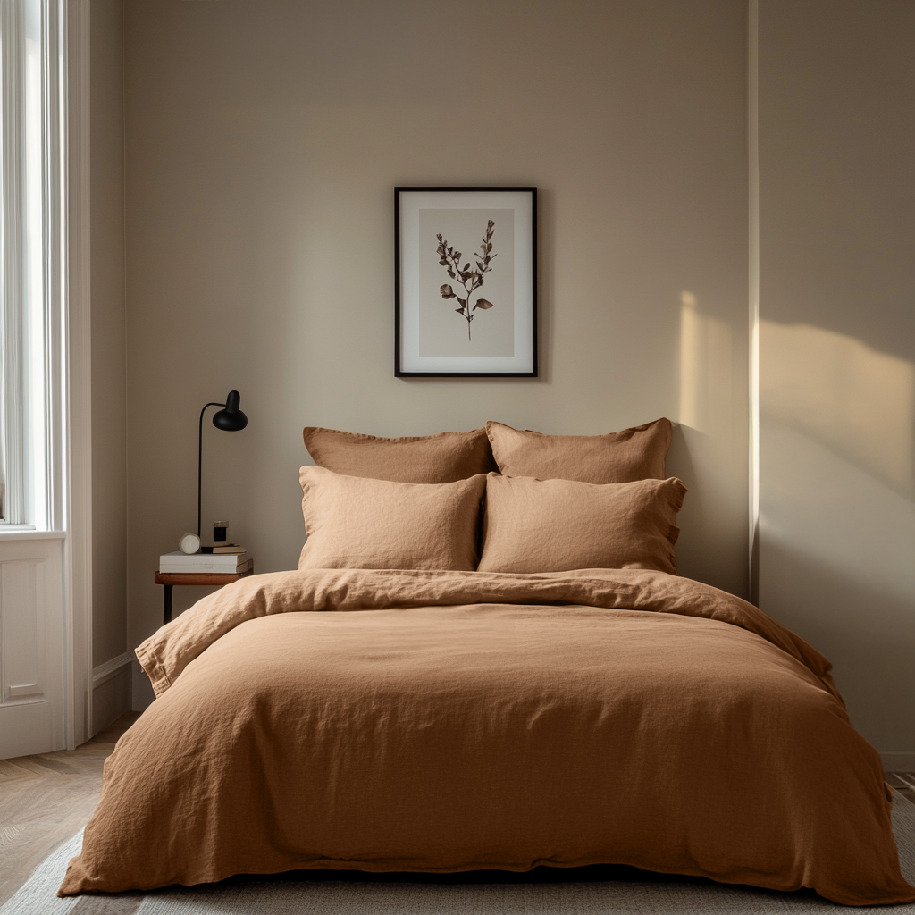 Tawny Brown Linen Duvet Cover