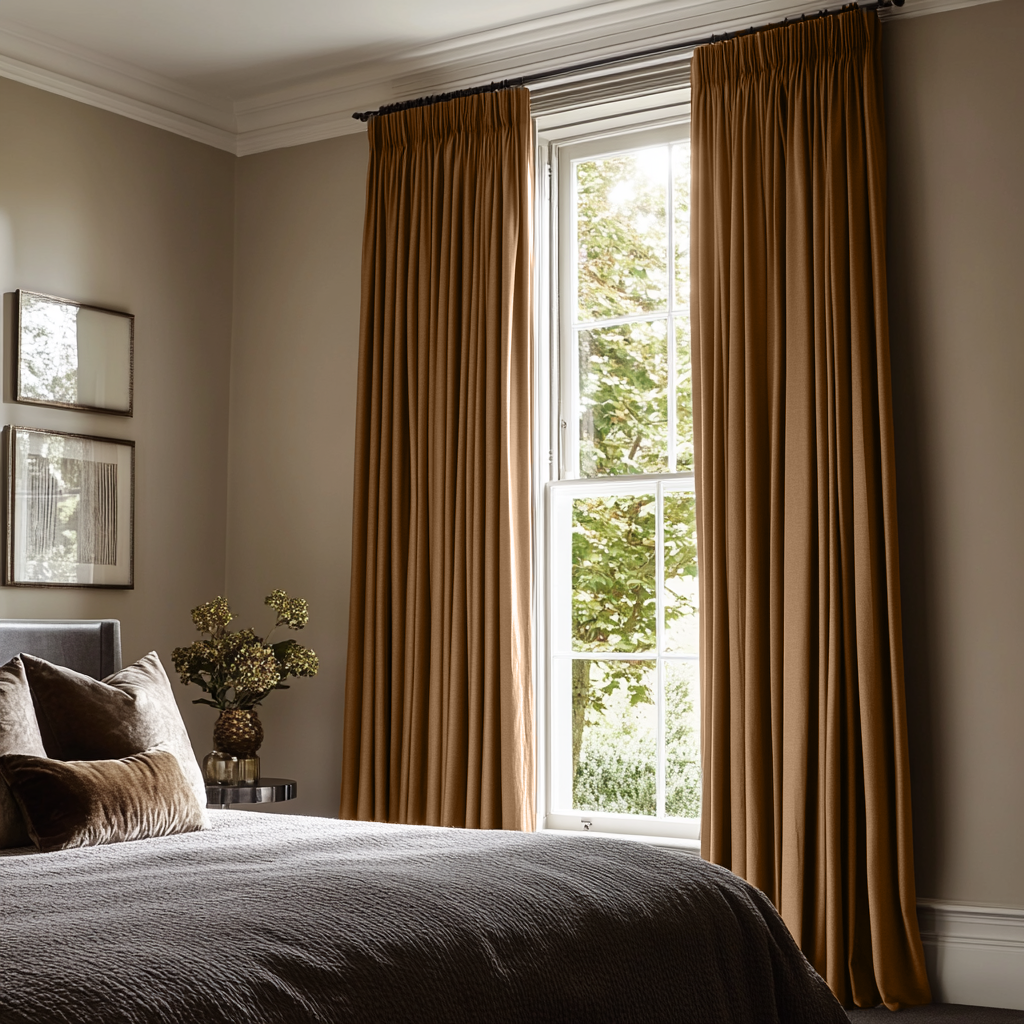 Tawny Warm Brown Pencil Pleat Blackout Curtains