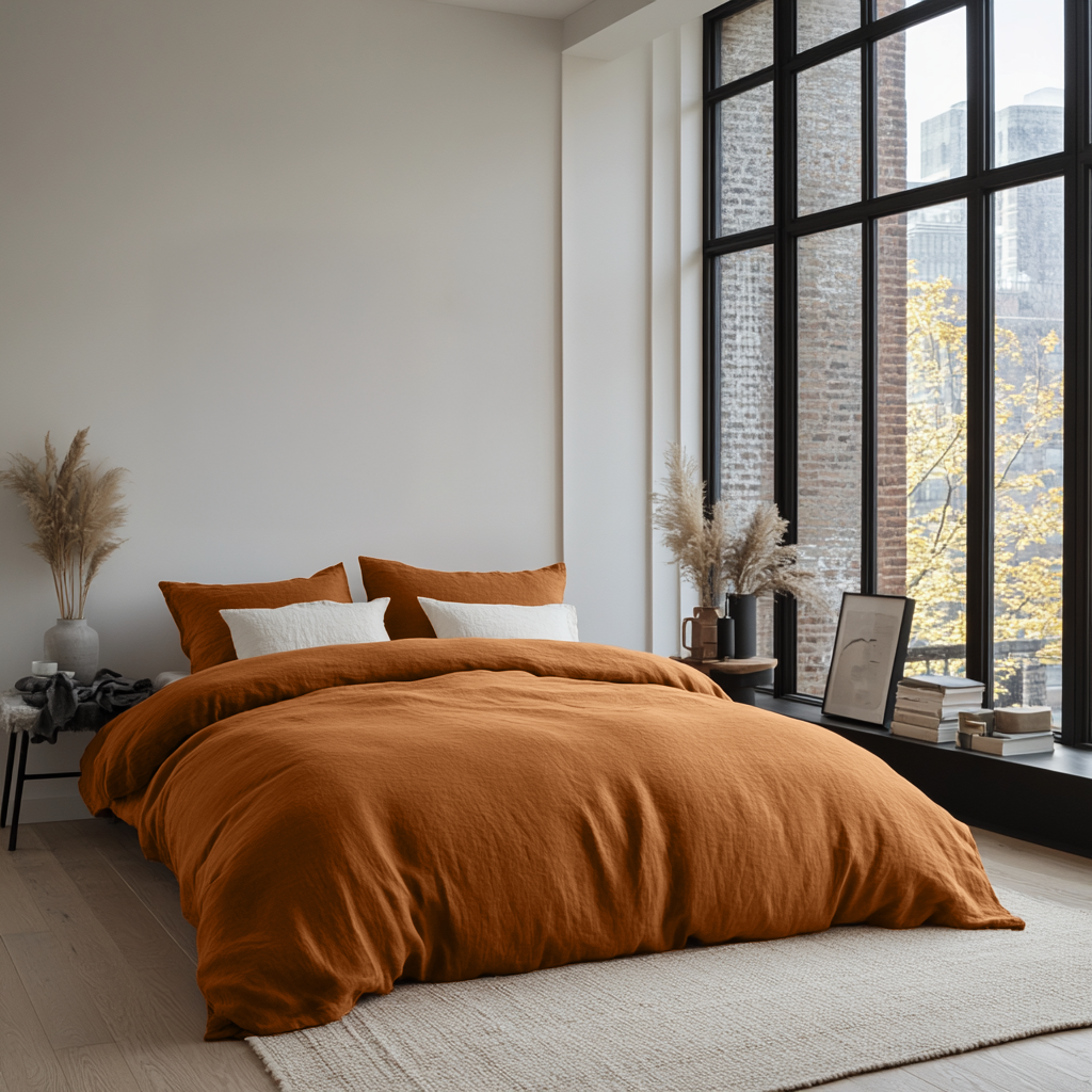 Terracotta Heavy Weight Linen Duvet Cover