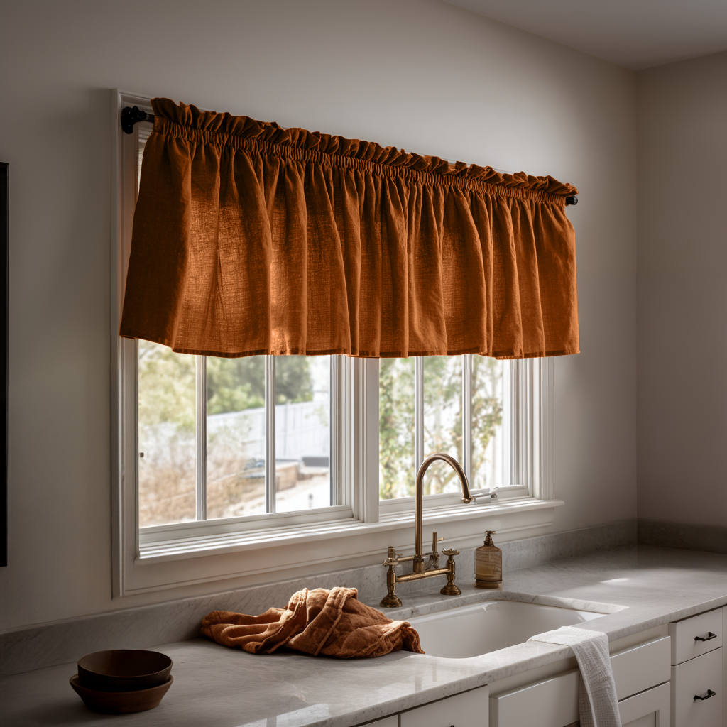 Terracotta Heavyweight Linen Valance