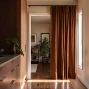 Terracotta Heavy Weight Linen Doorway Curtain with Multitape