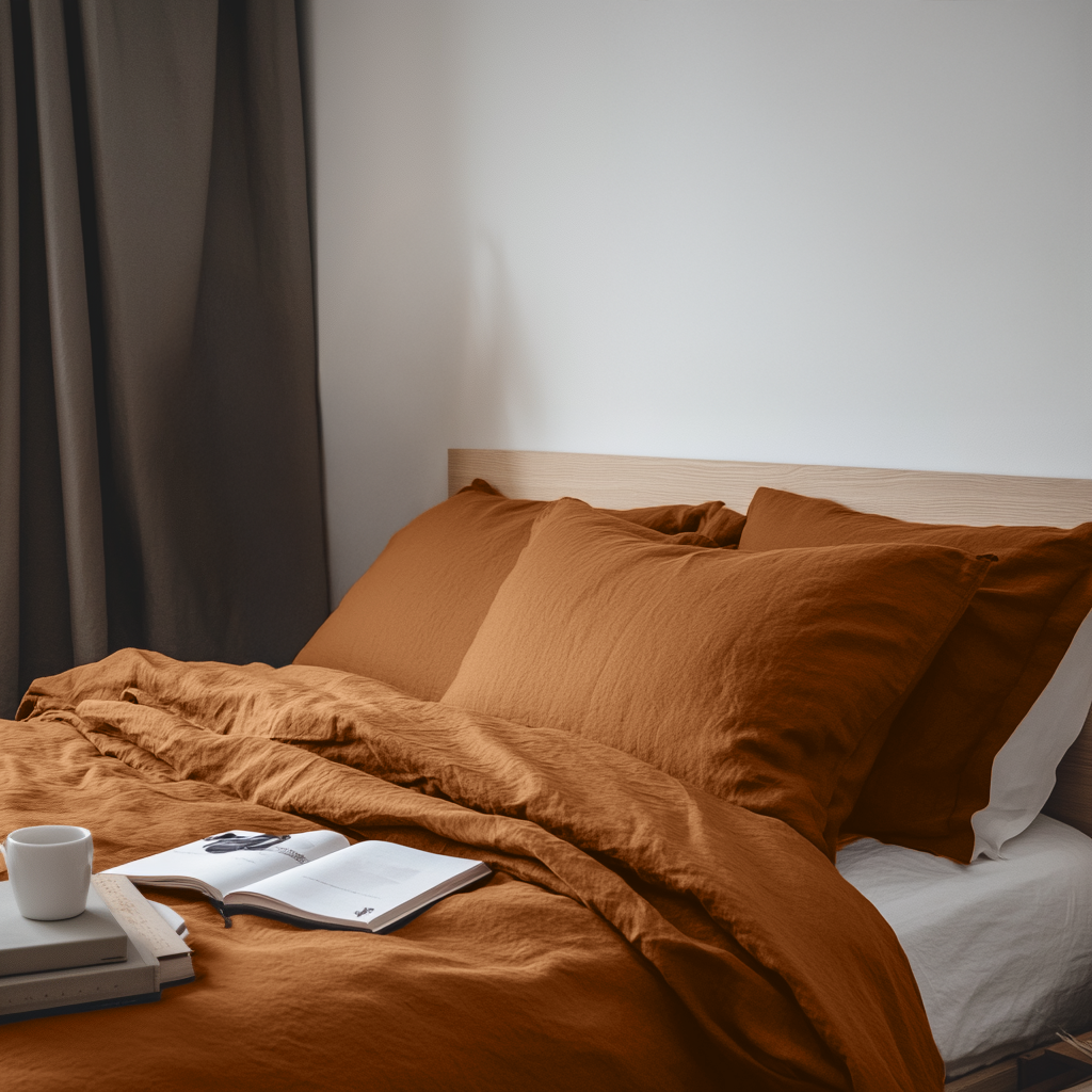 Terracotta Heavy Weight Linen Duvet Cover