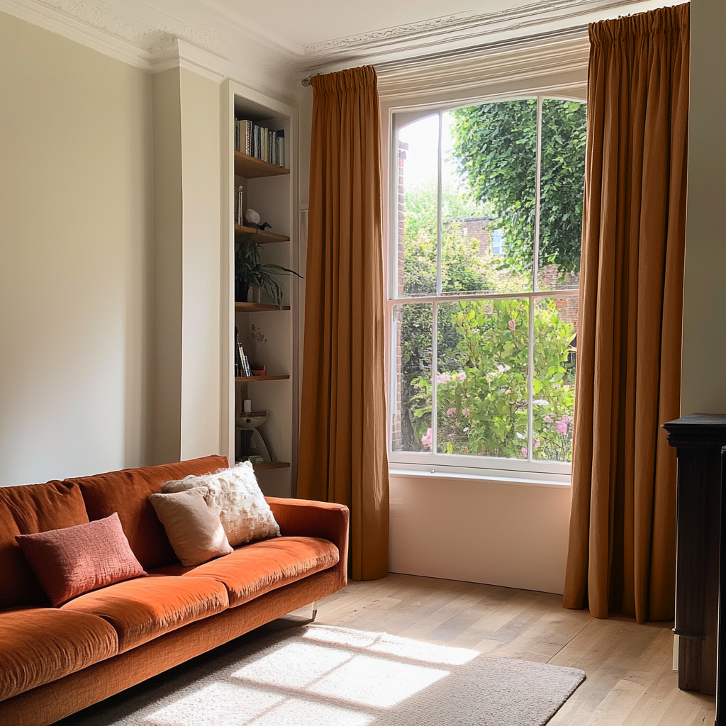 Terracotta Pencil Pleat Curtains
