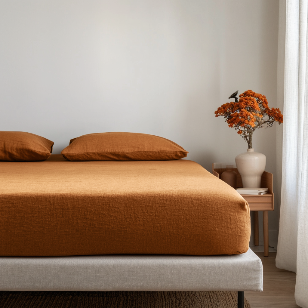 Terracotta Clay Heavyweight Linen Extra & Ultra Deep Fitted Sheet