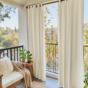 Triple-Weave Outdoor Blackout Balcony Door Curtains - Ivory - Eyelets