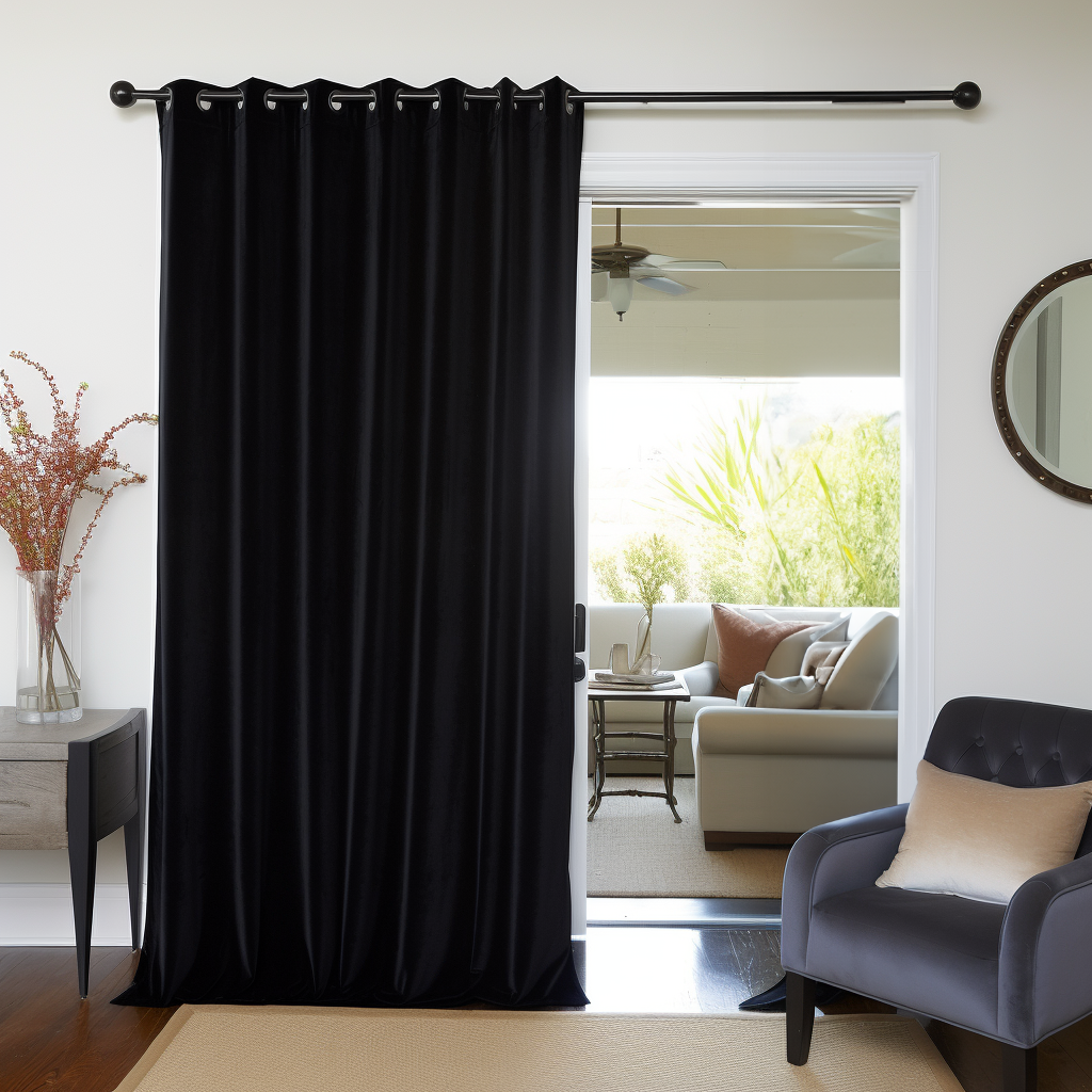 Black Velvet Blackout Eyelet Curtain