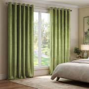 Moss Green Velvet Blackout Eyelet Curtain