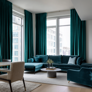 Teal Velvet Soundproof Blackout Curtains with Multitape