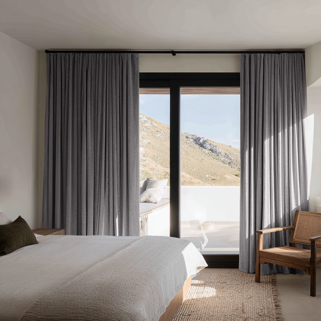 Grey Velvet Soundproof Curtains with Multitape