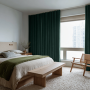 Hunter Green Velvet Soundproof Curtains with Multitape