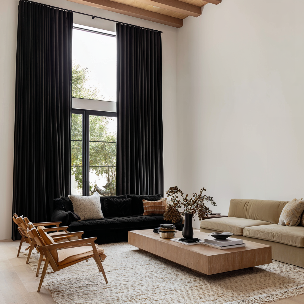 Black Velvet Soundproof Curtains with Multitape