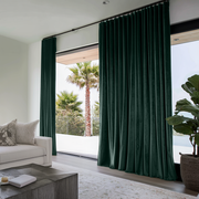 Hunter Green Velvet Soundproof Curtains with Multitape