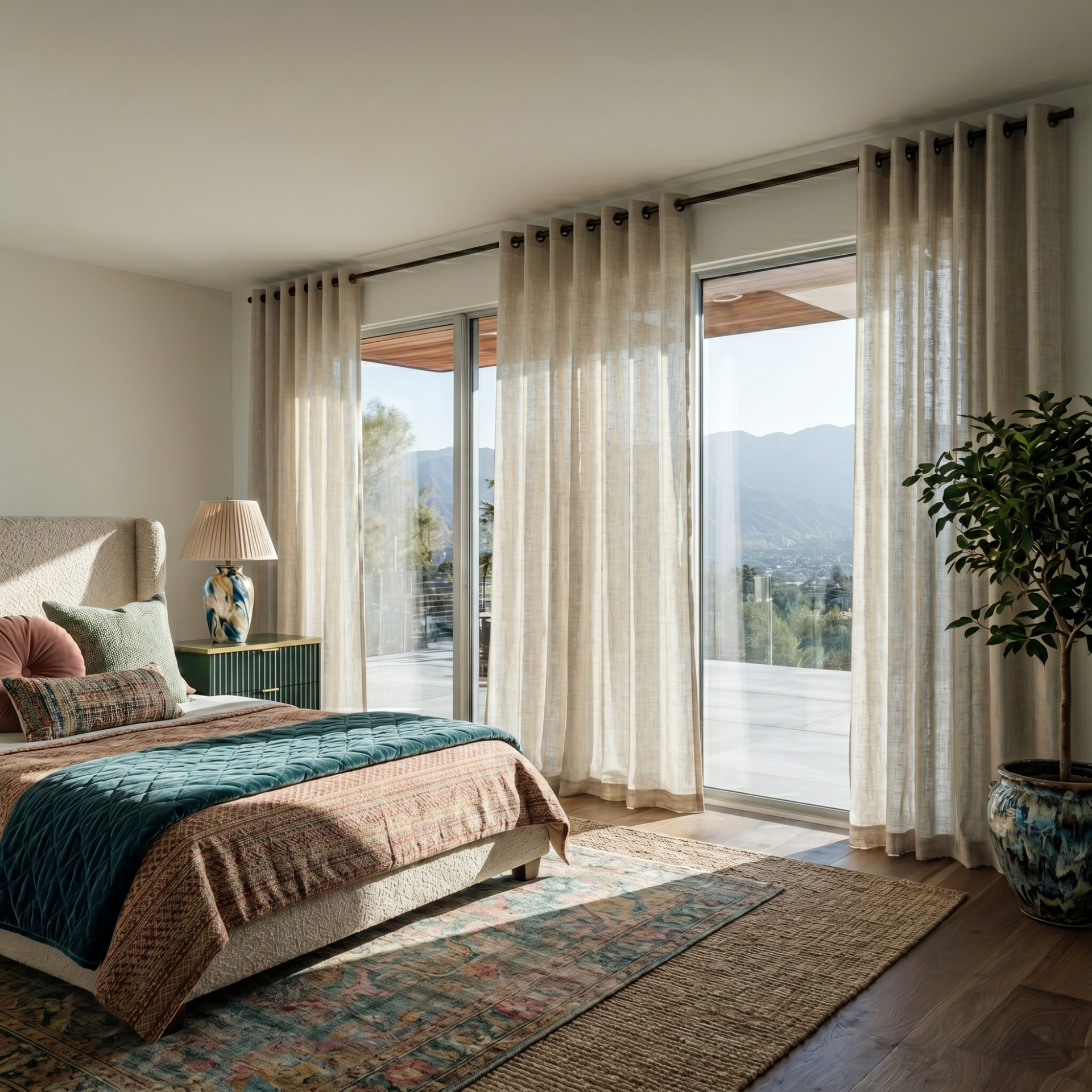Natural Voile Linen Eyelet Curtains