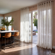 Off-White Voile Linen Eyelet Curtains