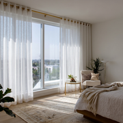 Off-White Voile Linen Eyelet Curtains
