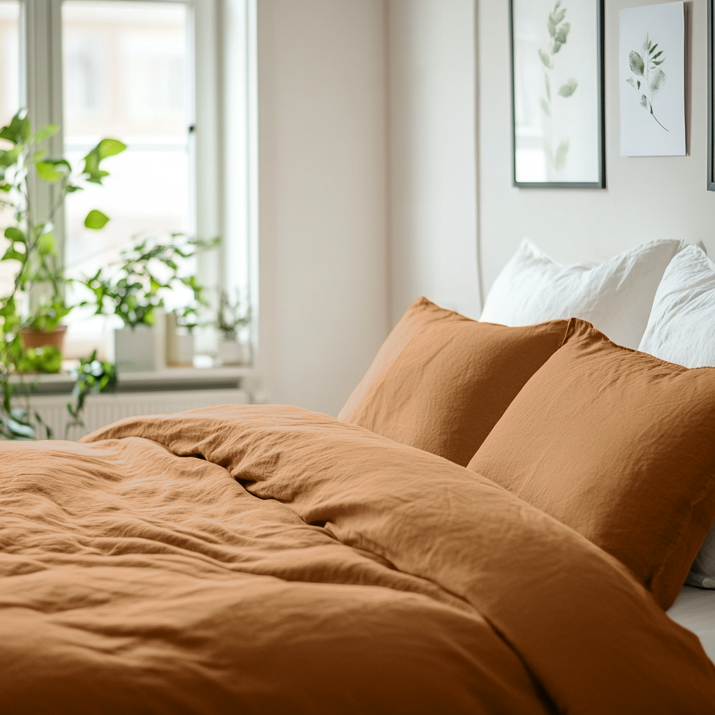 Clay Washed Heavy Weight Linen Duvet Cover Set