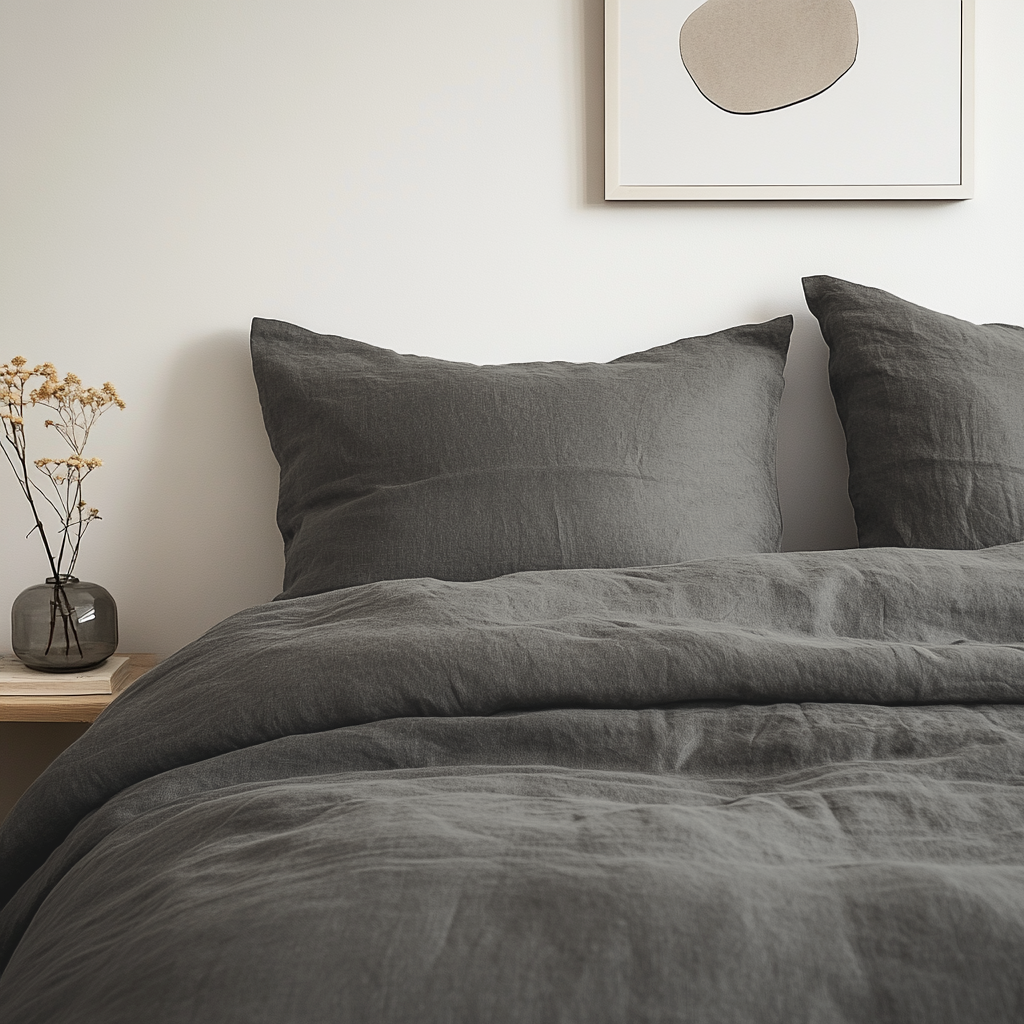 Dim Grey Washed Linen Duvet Cover Set