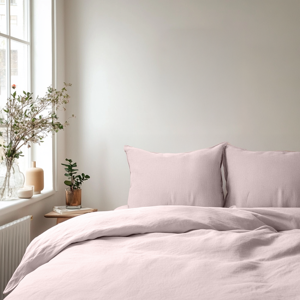 Dusty Pink Washed Linen Duvet Cover Set