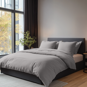 Stone Grey Washed Linen Duvet Cover Set