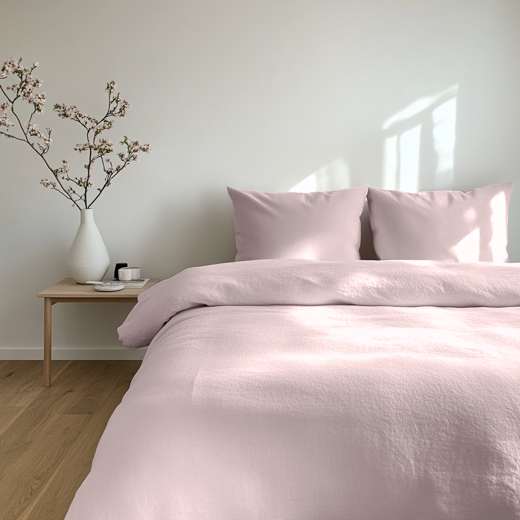 Dusty Pink Washed Linen Duvet Cover Set