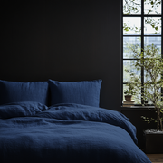 Royal Blue Washed Linen Duvet Cover Set