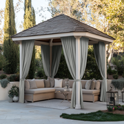 Waterproof and Windproof Outdoor Curtains For Gazebo - Grey - Rod Pocket