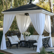 Waterproof and Windproof Outdoor Curtains For Gazebo - White - Rod Pocket