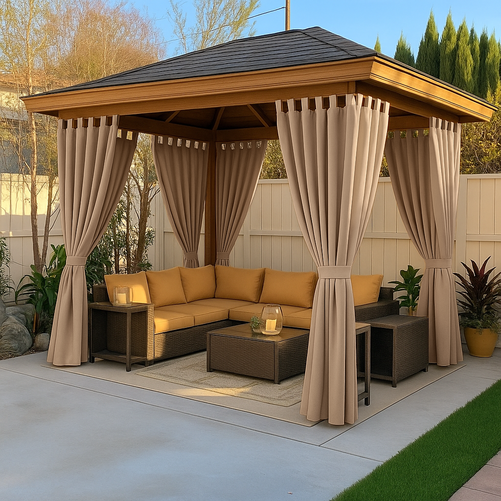 Waterproof and Windproof Outdoor Curtains For Gazebo - Linen - Tab Top