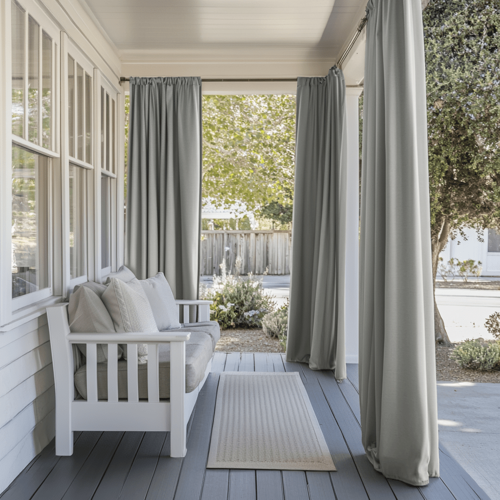 Grey Outdoor Rod Pocket Curtains For Screened or Open Porch