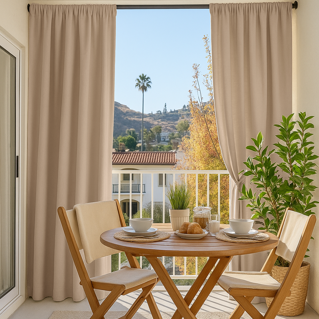 Waterproof and Windproof Outdoor Balcony Curtains - Linen - Rod Pocket