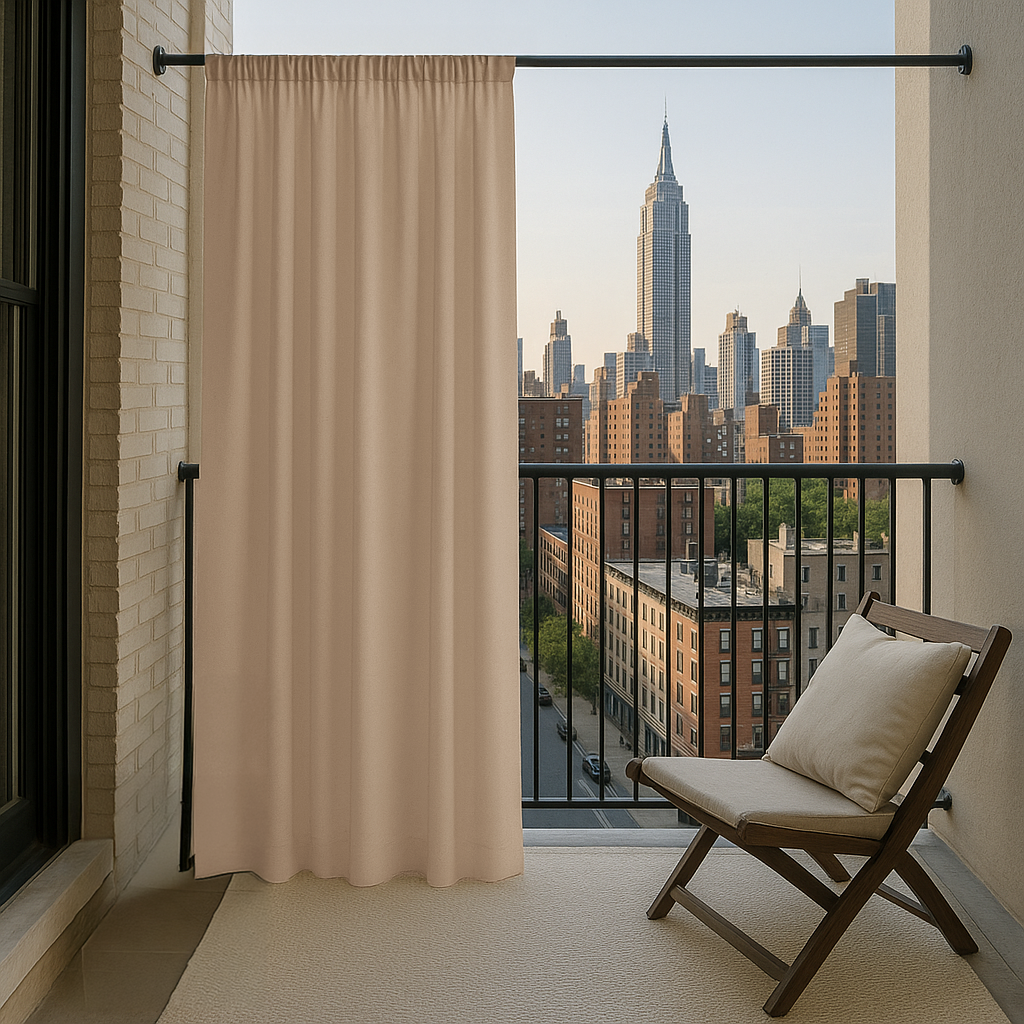 Waterproof and Windproof Outdoor Balcony Curtains - Linen - Rod Pocket