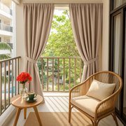 Waterproof and Windproof Outdoor Balcony Curtains - Linen - Rod Pocket