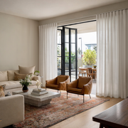 Off-White Wavefold Linen Curtains for Bifold Doors