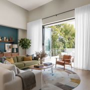 White Linen Back Tab Curtains for Bifold Doors