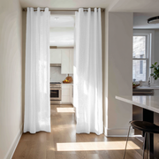 White Linen Doorway Curtains with Eyelets