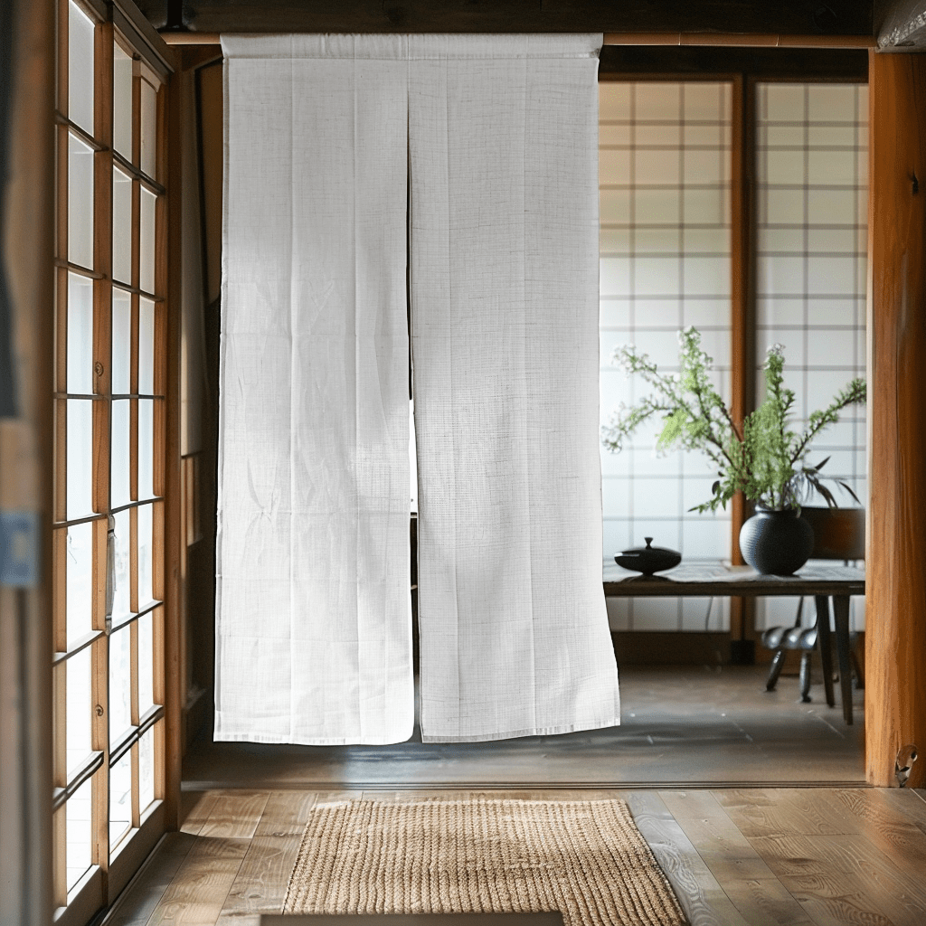 White Linen Noren Curtain