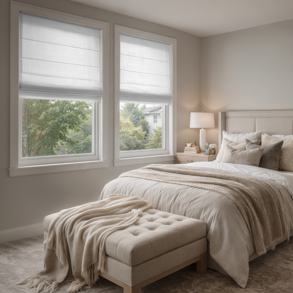 White Linen Roman Blinds